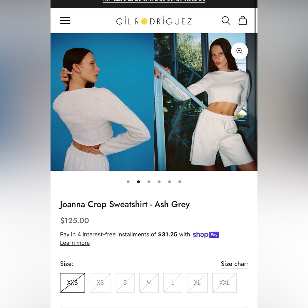 Gil Rodriguez Joanna Crop Sweatshirt - Ash Grey